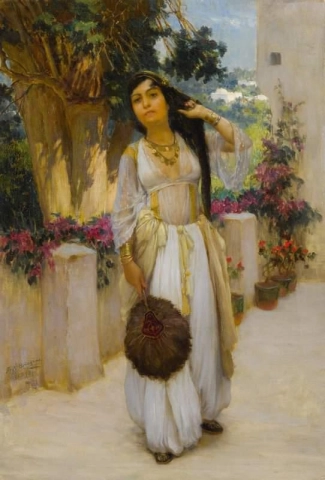 Frau von Algier auf einem Balkon 1893