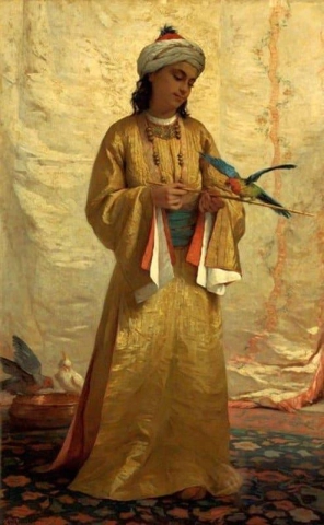 Een Moors meisje met een parkiet, 1875