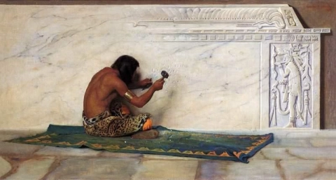 Een Azteekse beeldhouwer 1887