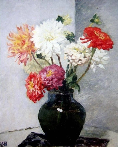 En vase med georginer