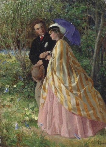 Lovers Conversing In A Bluebell Wood