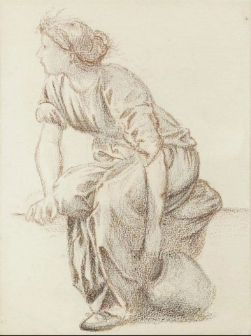 Een zittende vrouw met een kan, ca. 1864