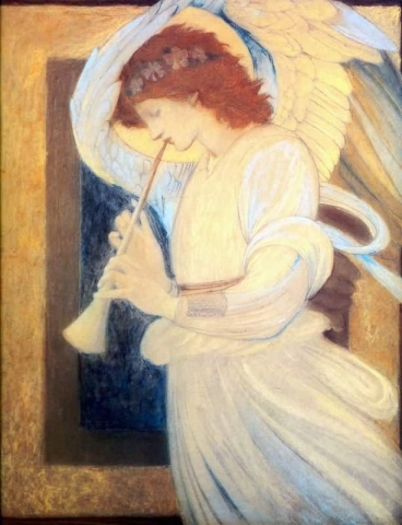 Engel speelt een flageolet, ca. 1878