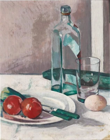 Still Life With Glass Bottle And Egg