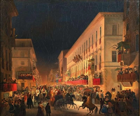 Carnaval in Rome Het feest van Moccoletti 1844