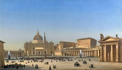 La bendición de Pío Ix en la Plaza de San Pedro Roma 1857
