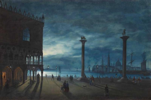 Venezia Veduta Notturna com La Piazzetta San Marco e Il Molo com vista Sull Isola Di San Giorgio 1