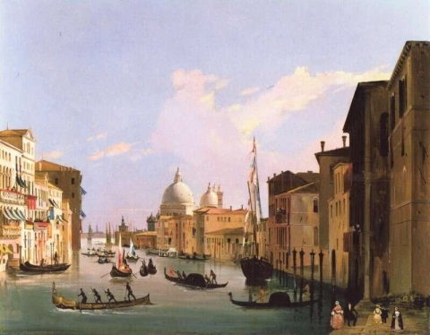 Vista do Canal Grande com S. Maria Della Salute Veneza por volta de 1850