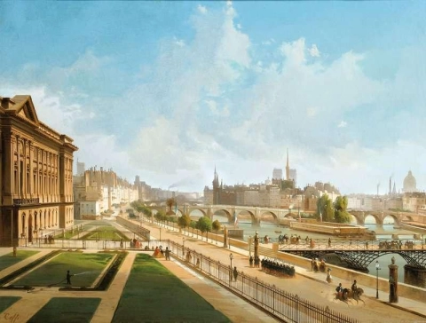 Vista do Louvre Paris por volta de 1855