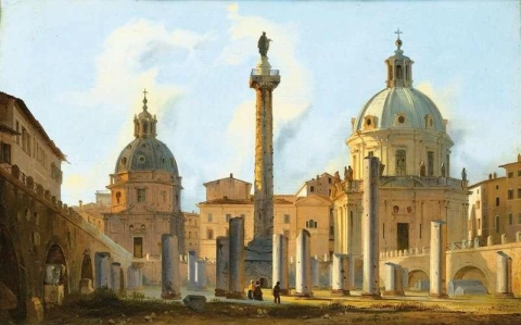 Utsikt över Trajan S Forum i Rom ca 1832