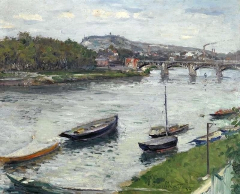 De bank en de brug van Argenteuil 1882