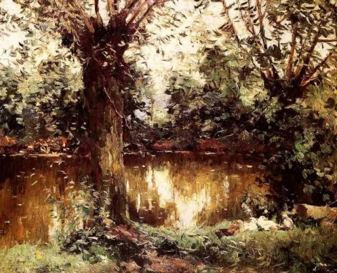 Landscape Banks Of The Yerres Ca. 1875