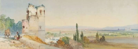 Порта Сан-Джованни с видом на сельскую местность и акведук Клавдия, 1863 г.
