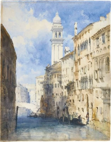 Rio Del Greci und die Kirche von San Giorgio Del Greci Venedig 1854