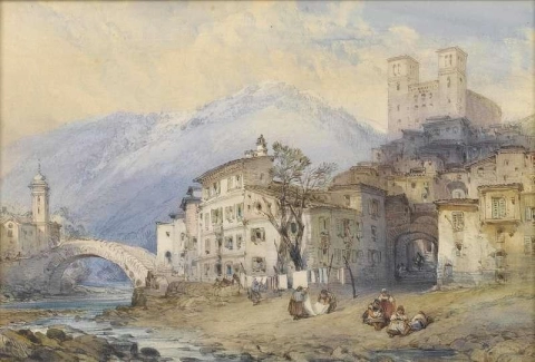 Dolce Acquan kaupunki ja linna lähellä Bordigheraa 1881