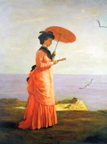 Lady Tennyson em Afton Downs Freshwater Bay, Ilha de Wight