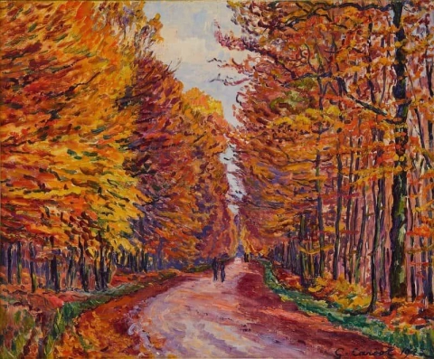 Georgenborn De weg naar Wiesbaden in het bos, herfst 1925
