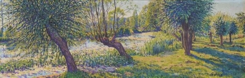 Die Ufer des Yerres Saulus von der Moulin de Perigny 1915