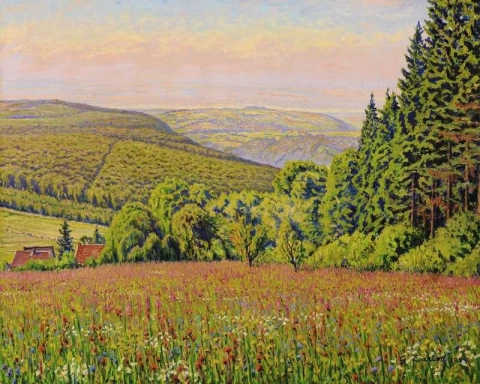 Rhineland Landscape With Flowering Fields 1929