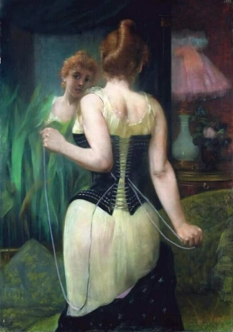 Young Woman Adjusting Her Corset 1893