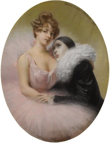 Pierrot y bailarina 1900