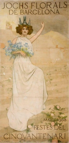 Jochs Florals De 巴塞罗那。 1908 年五十周年庆典