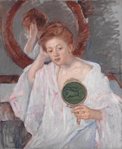 دينيس على منضدة الزينة الخاصة بها، كاليفورنيا 1908 09