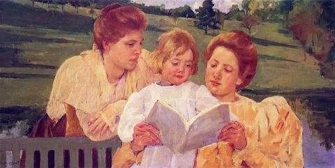 Leitura em grupo familiar