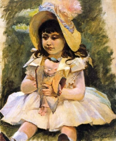 Klein meisje met een Japanse pop, ca. 1892