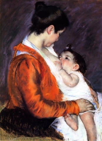Louise som ammar sitt barn
