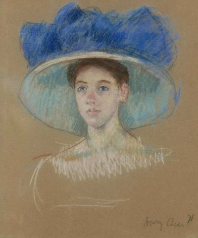 Hoofd van een vrouw met een grote hoed, ca. 1909
