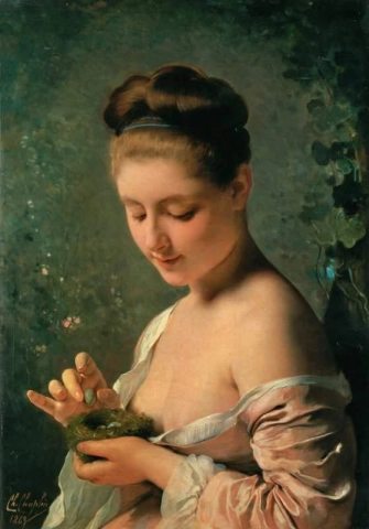 Tyttö pesän kanssa 1869