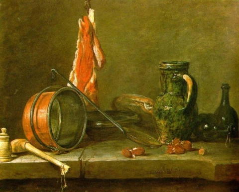 Chardin Laiha ruokavalio ruoanlaittovälineineen