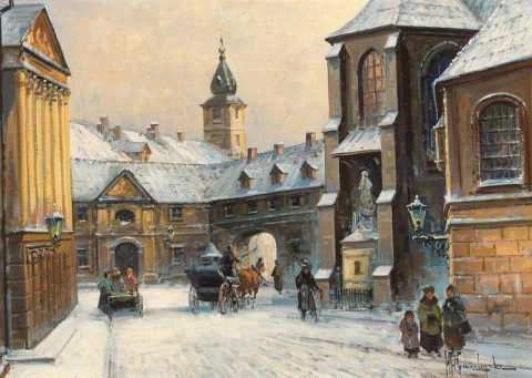 Escena de Cracovia en invierno