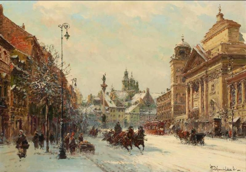 Näkymä Varsovasta talvella