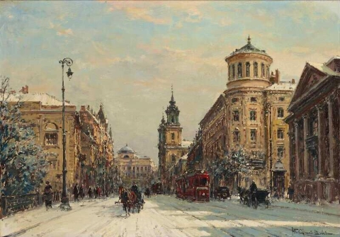 Ansicht von Warschau im Winter 1