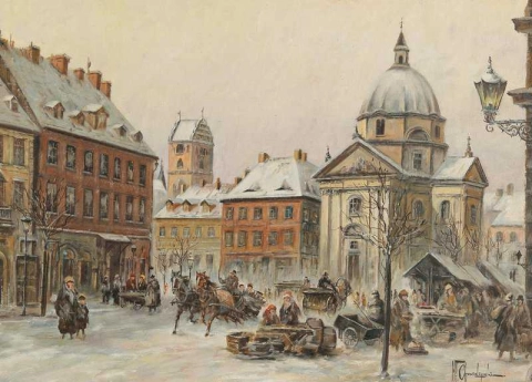 Giorno del mercato di Varsavia in inverno