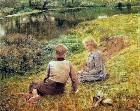 Kinder in einer Landschaft