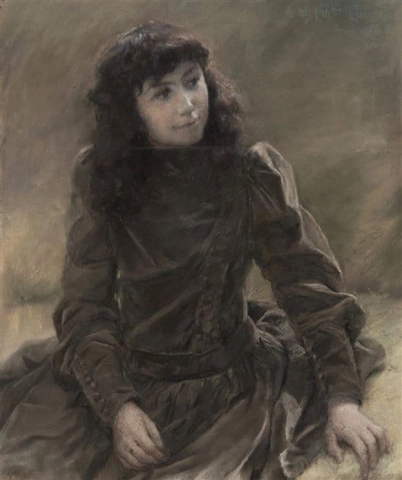 Sitzendes junges Mädchen - Porträt von Fräulein. Jc 1891