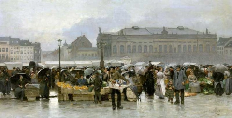 Il mercato di fronte al teatro di Anversa