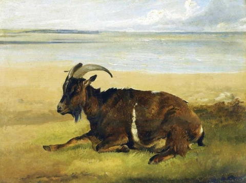 Una capra sulla riva 1880