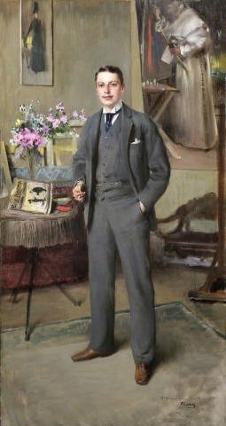 Volledig lengteportret van een heer, 1890