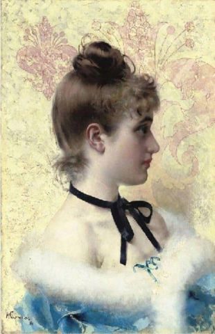 Dame in blauw 1884
