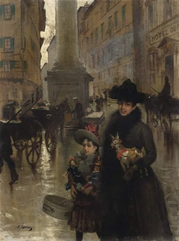 Piazza Santa Trinit Florence Ca. 1886