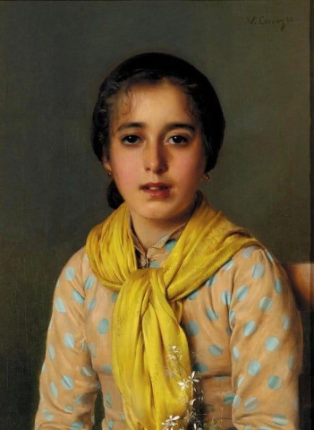 Portret van een meisje in een gele sjaal, 1890