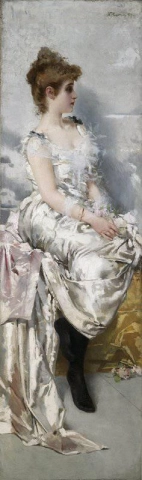 Ritratto Di Giovane Donna In Abito Bianco Con Fiori