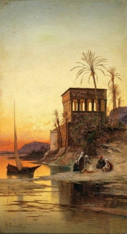 Hviler ved Nilen i bakgrunnen Trajan S Kiosk