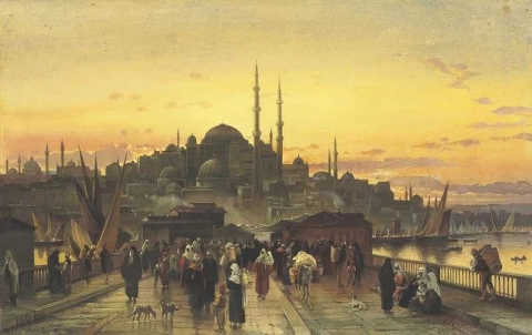 De Gouden Hoorn Galatabrug Constantinopel