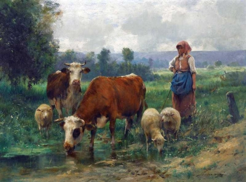 La pastora con su rebaño