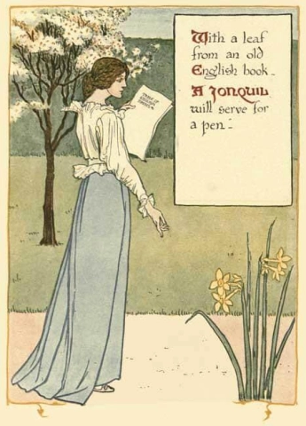 Kukkafantasia vanhassa englantilaisessa puutarhalautasessa 7 1899